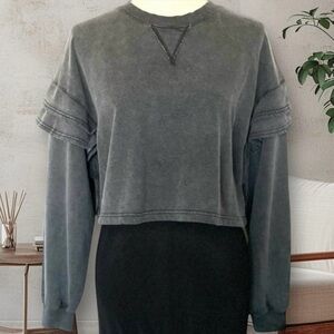 🩶4 x HOST PICK🩶 NWT 7 For All Mankind Ruffle Shoulder Sweatshirt